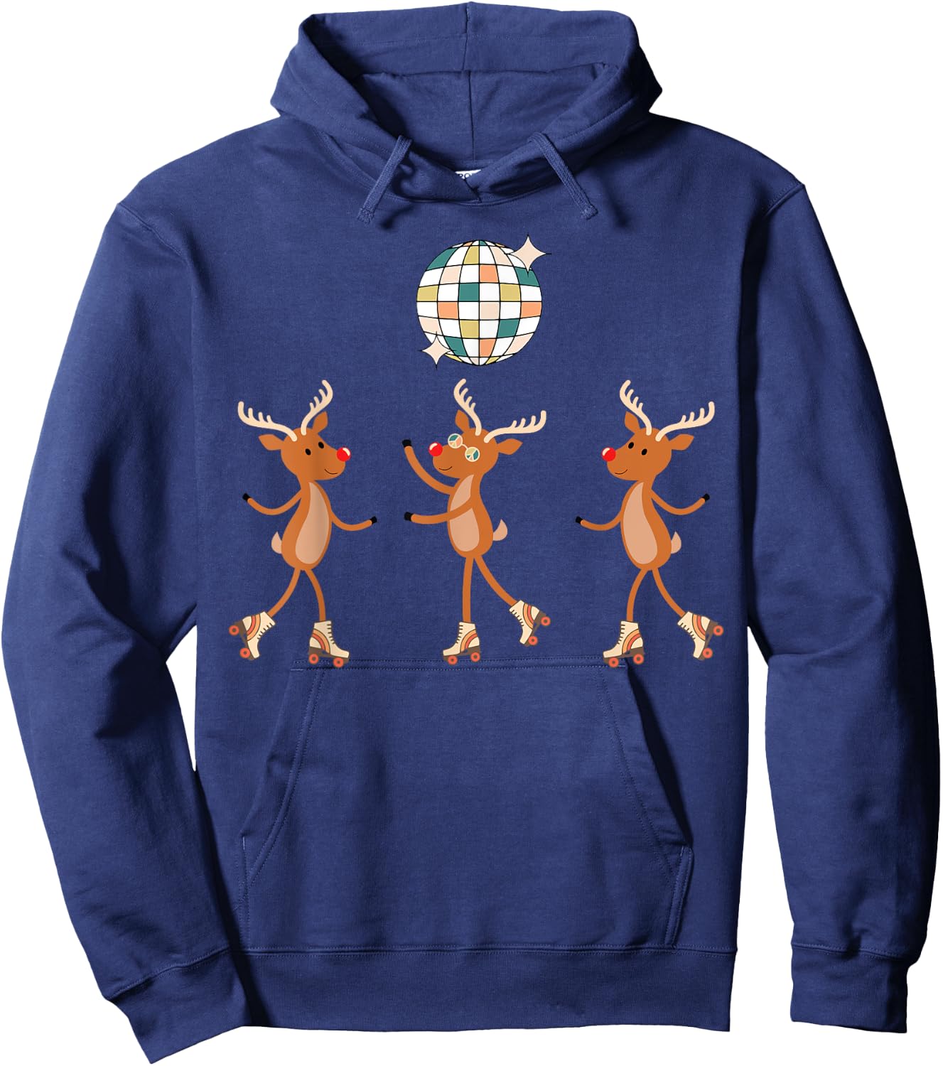 Reindeer Roller Skating Roller Skater Rollerskate Christmas Hoodie - Hoodie | Navy