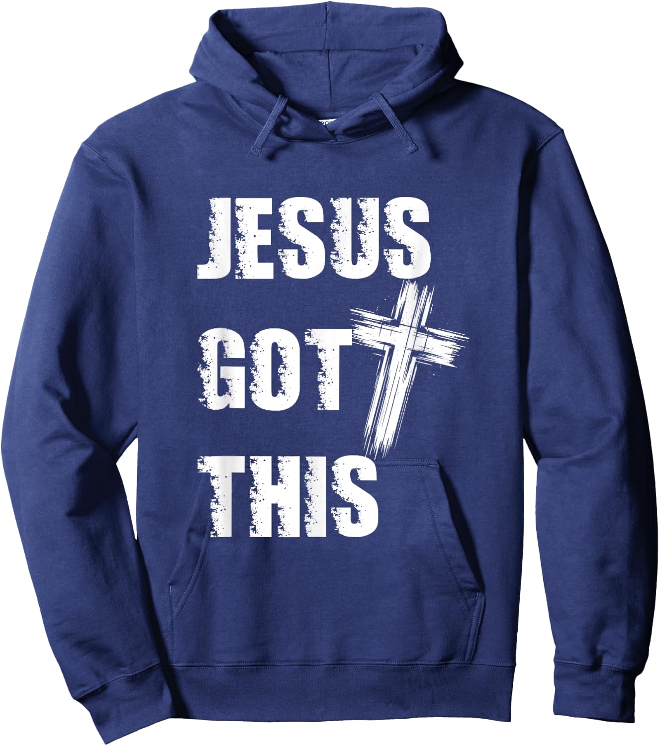 Jesus Got This Distressed Cross Faith Over Fear Christian Hoodie - Hoodie | Navy