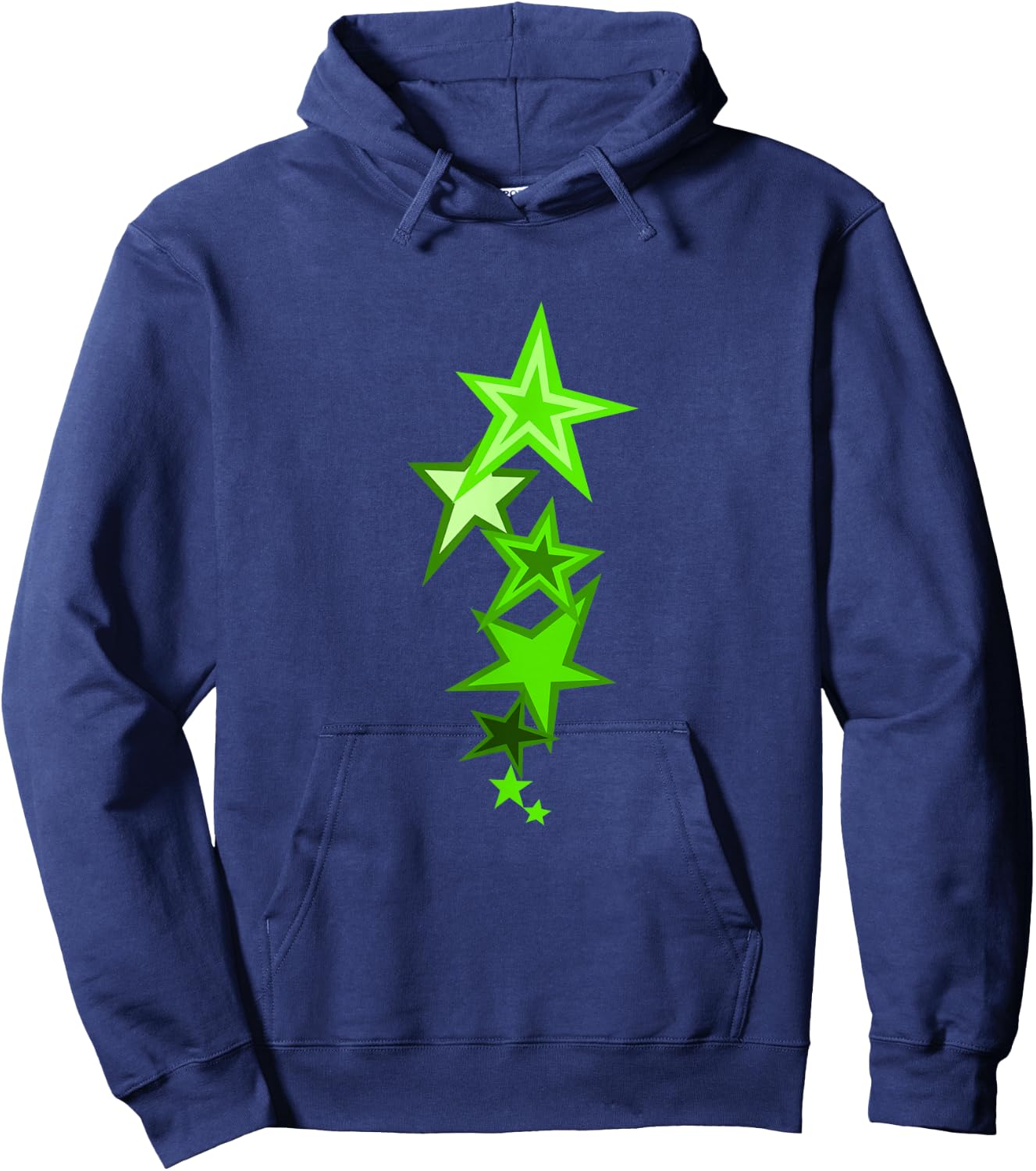 Green Color Vertical Stars Green Graphic Hoodie - Hoodie | Navy