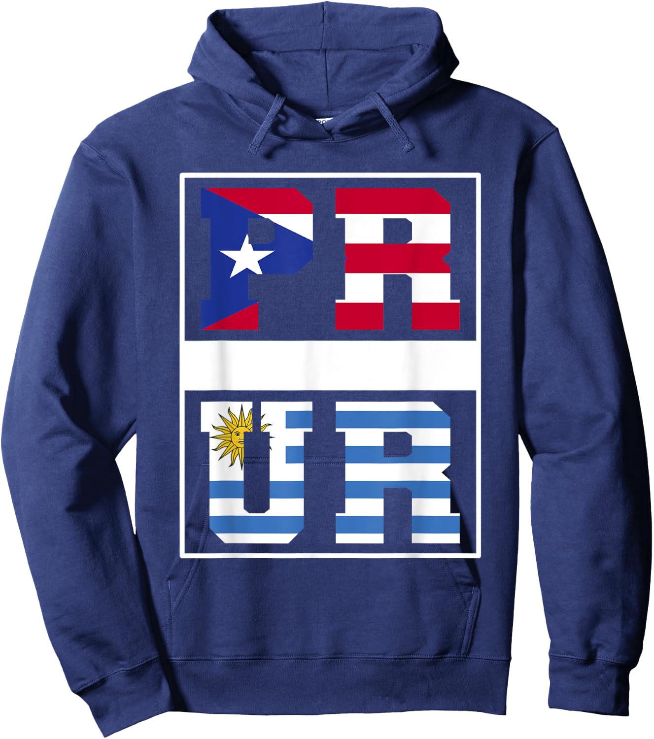 Half Boricua Uruguayan Mixed Heritage Puerto Rico Uruguay Hoodie - Hoodie | Navy