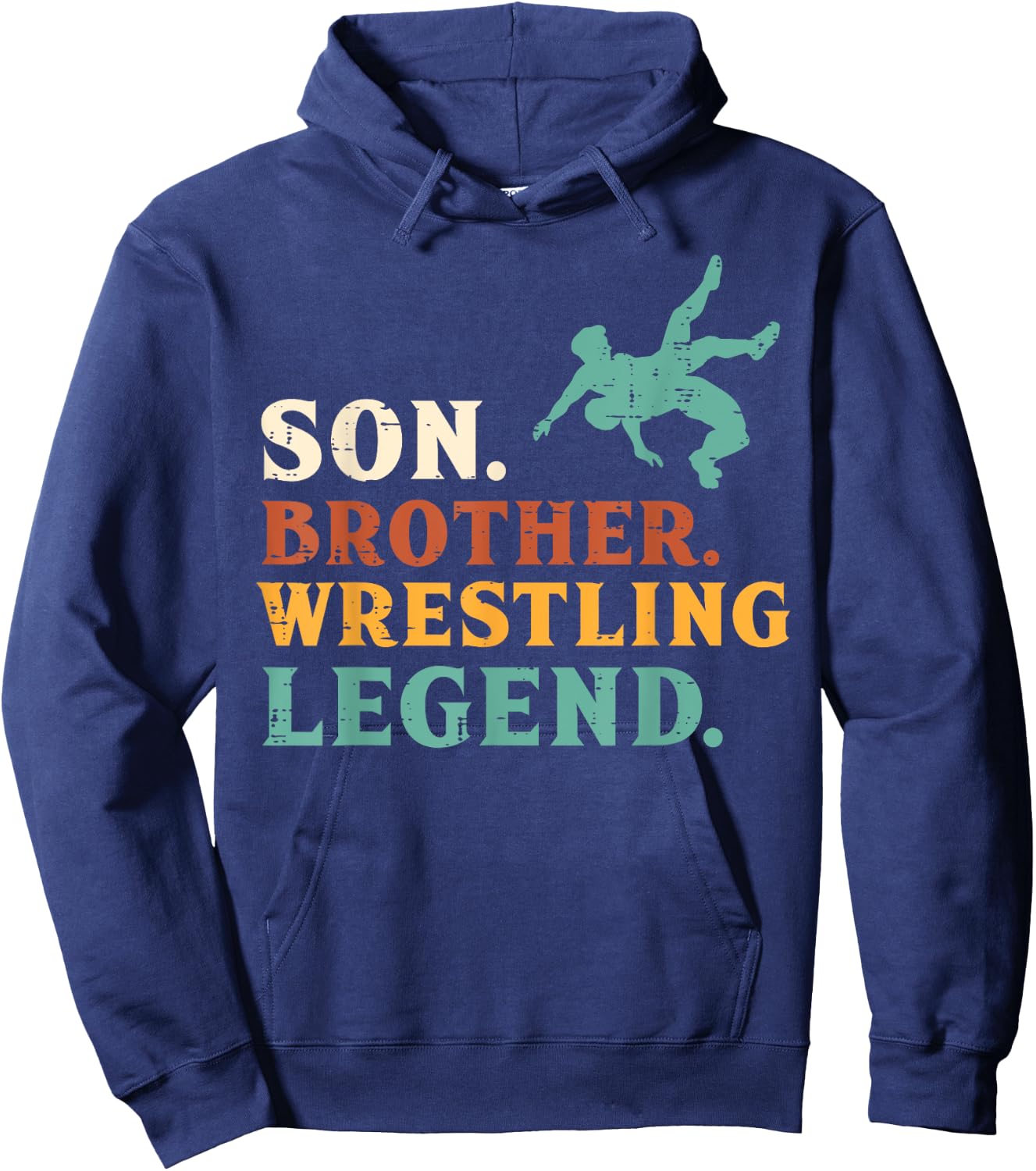 Son Brother Wrestling Legend Retro Wrestler Boys Kids Youth Hoodie - Hoodie | Navy