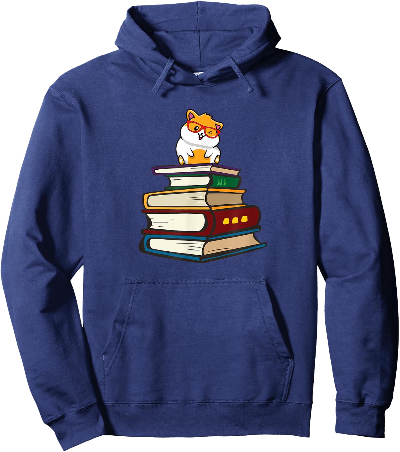 Cute Funny Hipster Glasses Read Books Hamster Lover Hoodie - Hoodie | Navy