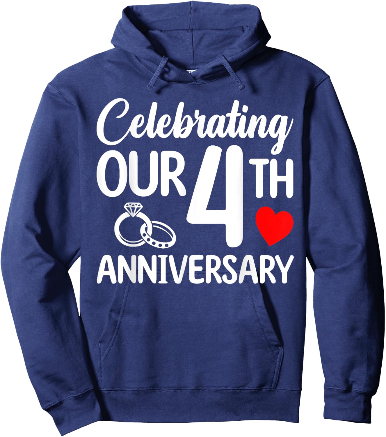 Celebrating Our 4th Wedding Anniversary 4 Year of Marriage Hoodie - Hoodie | Navy