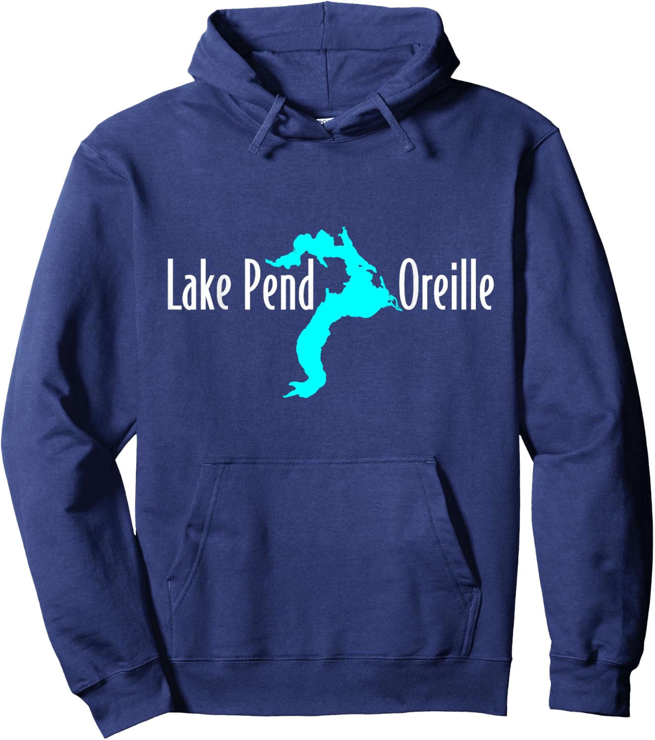 Minimalist Lake Pend Oreille - Idaho Hoodie - Hoodie | Navy