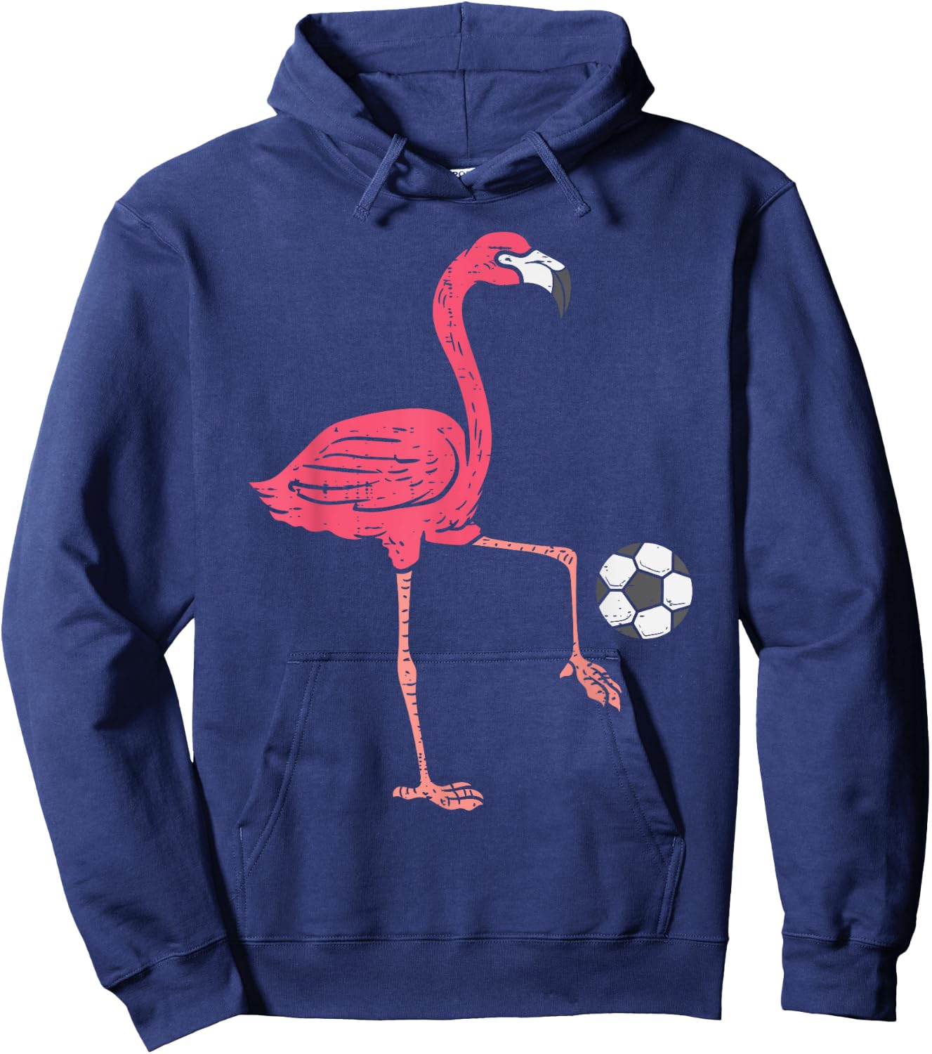 Flamingo Playing Soccer Football Player Men, Women, Kids Hoodie - Hoodie | Navy