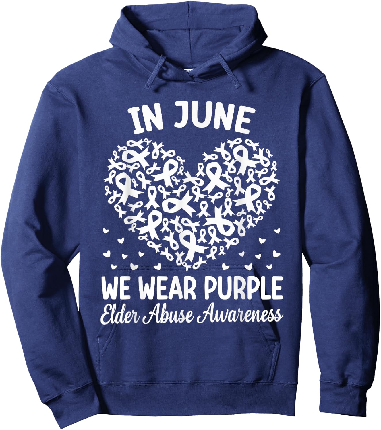 In June We Wear Purple Ribbon Elder Abuse Awareness Hoodie - Hoodie | Navy