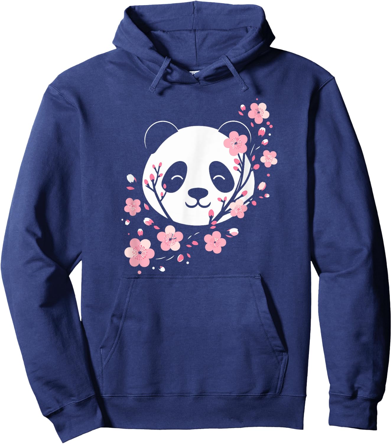 Cherry Blossom Panda Cute Minimalist Giant Panda Bear Hoodie - Hoodie | Navy