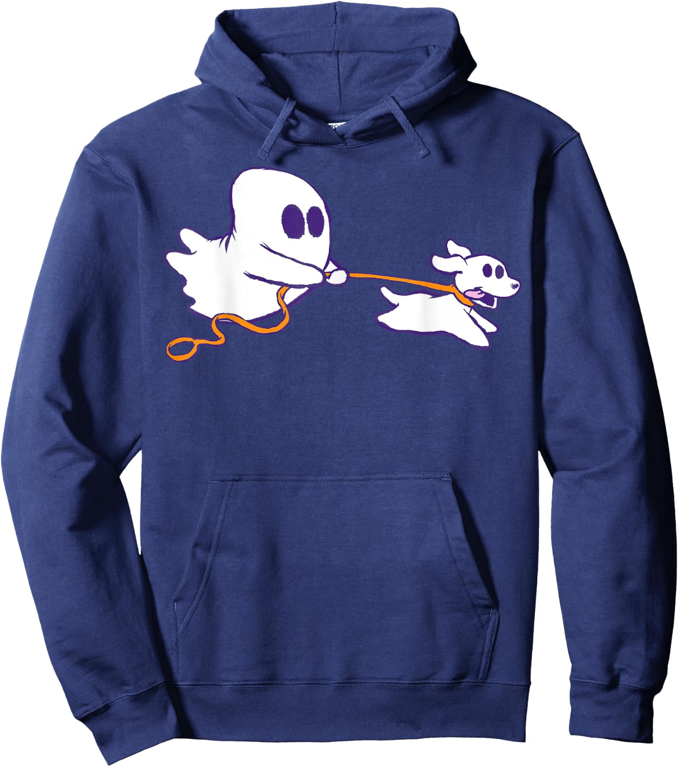 Cute Ghost Dog Walker Graphic Halloween Costume Hoodie - Hoodie | Navy