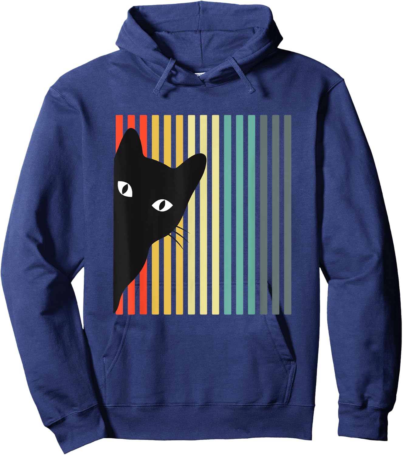 Black Cat Retro Color Cat Lover Design Cat Owner Hoodie - Hoodie | Navy