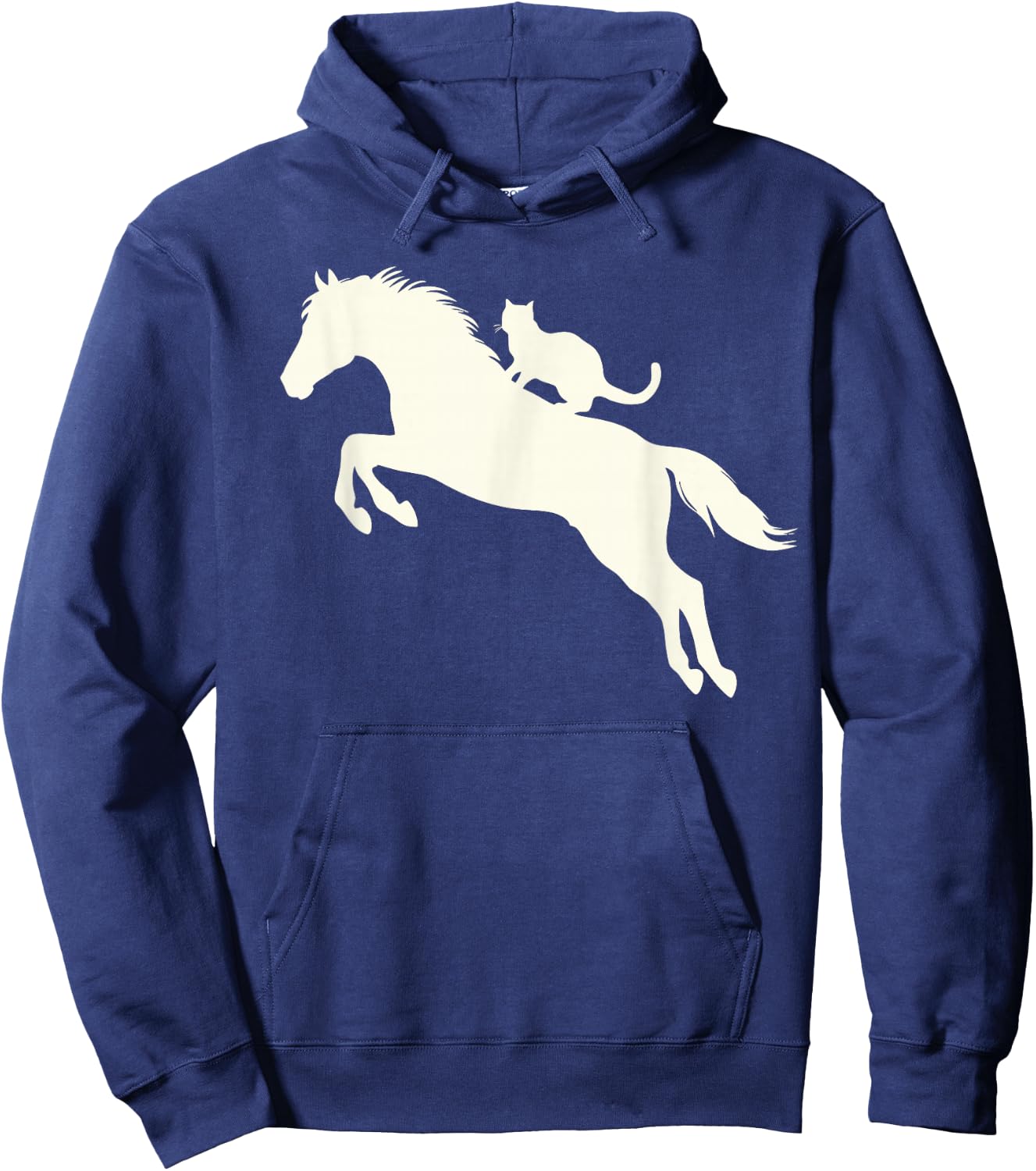 Horseback Riding Cat Silhouette for Animal Lovers Funny Cat Hoodie - Hoodie | Navy