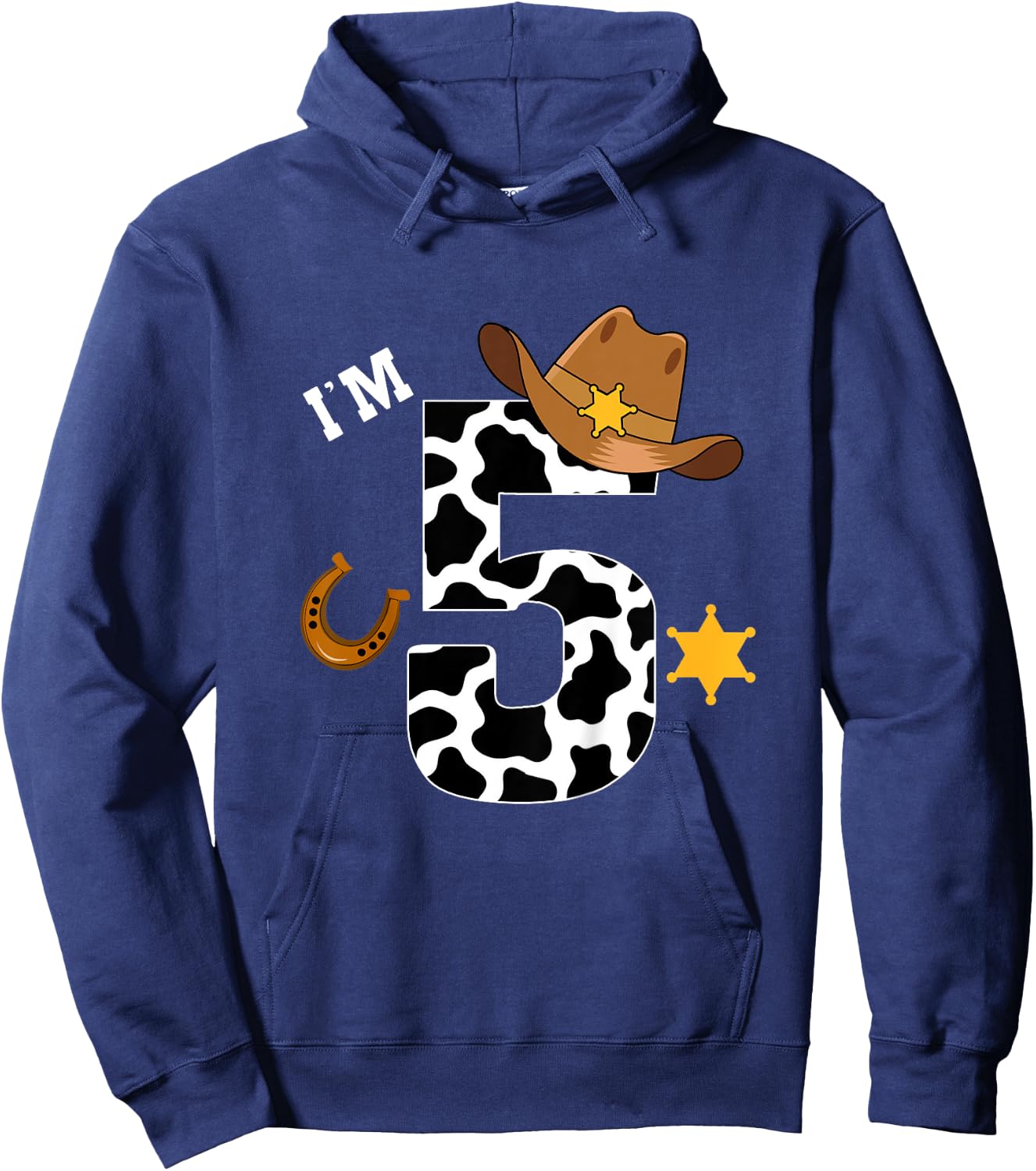 Kids 5th Birthday Shirt Boy 5 Year Old Rodeo Western Cowboy Hoodie - Hoodie | Navy