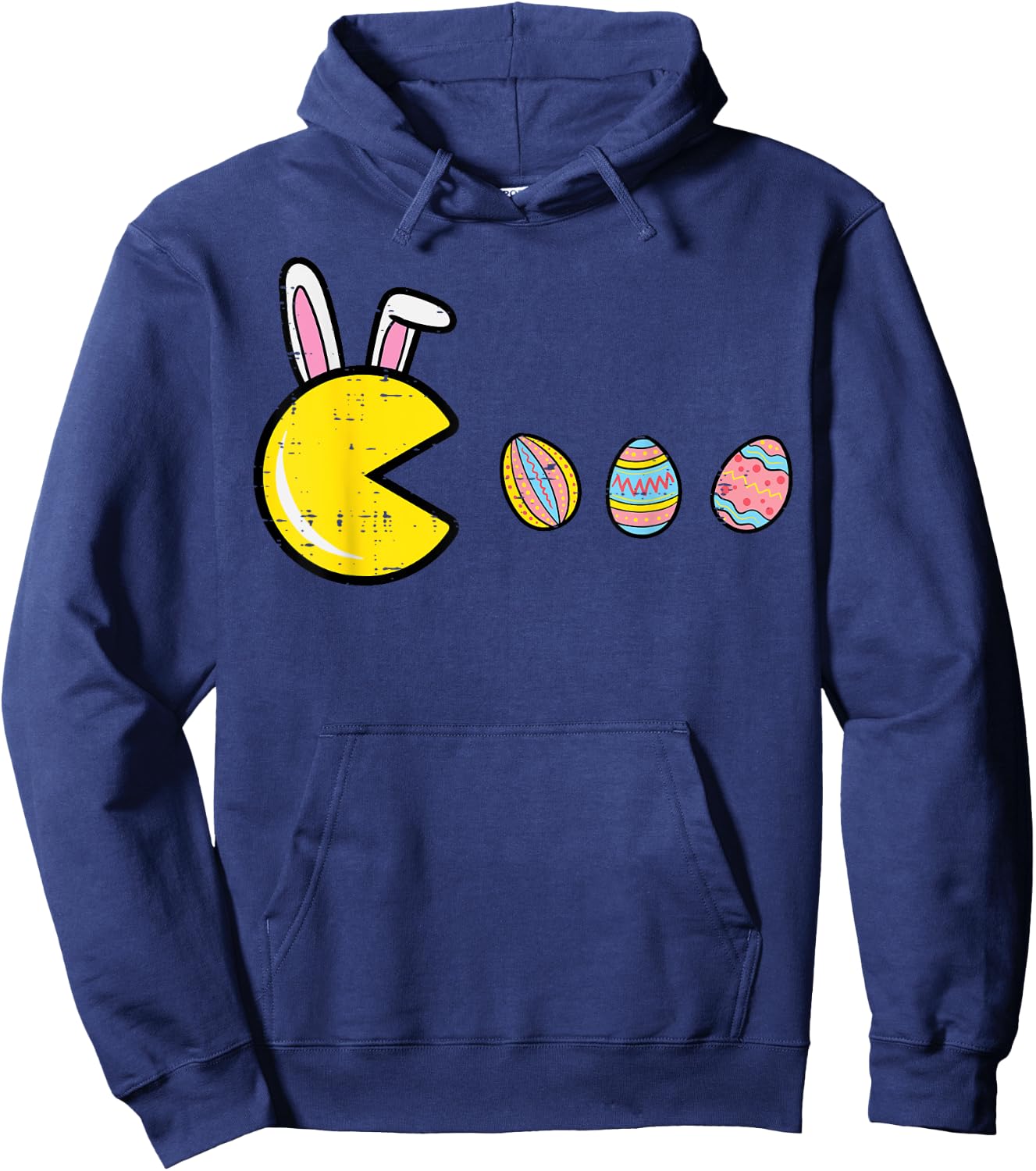 Video Game Eating Easter Eggs Retro Gamer Men Boys Kids Teen Hoodie - Hoodie | Navy