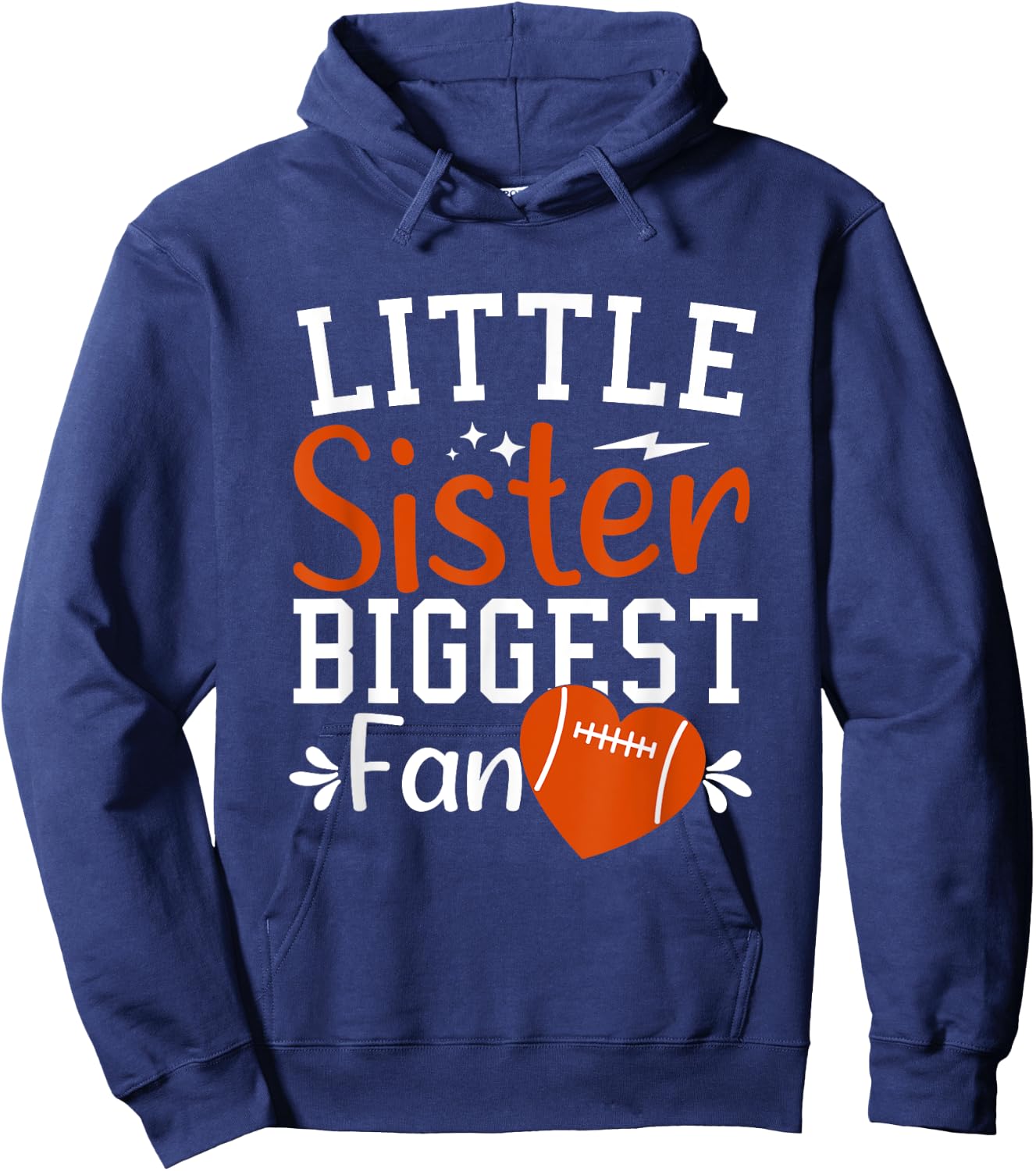 Football Sister Cute Little Sister Biggest Fan Hoodie - Hoodie | Navy