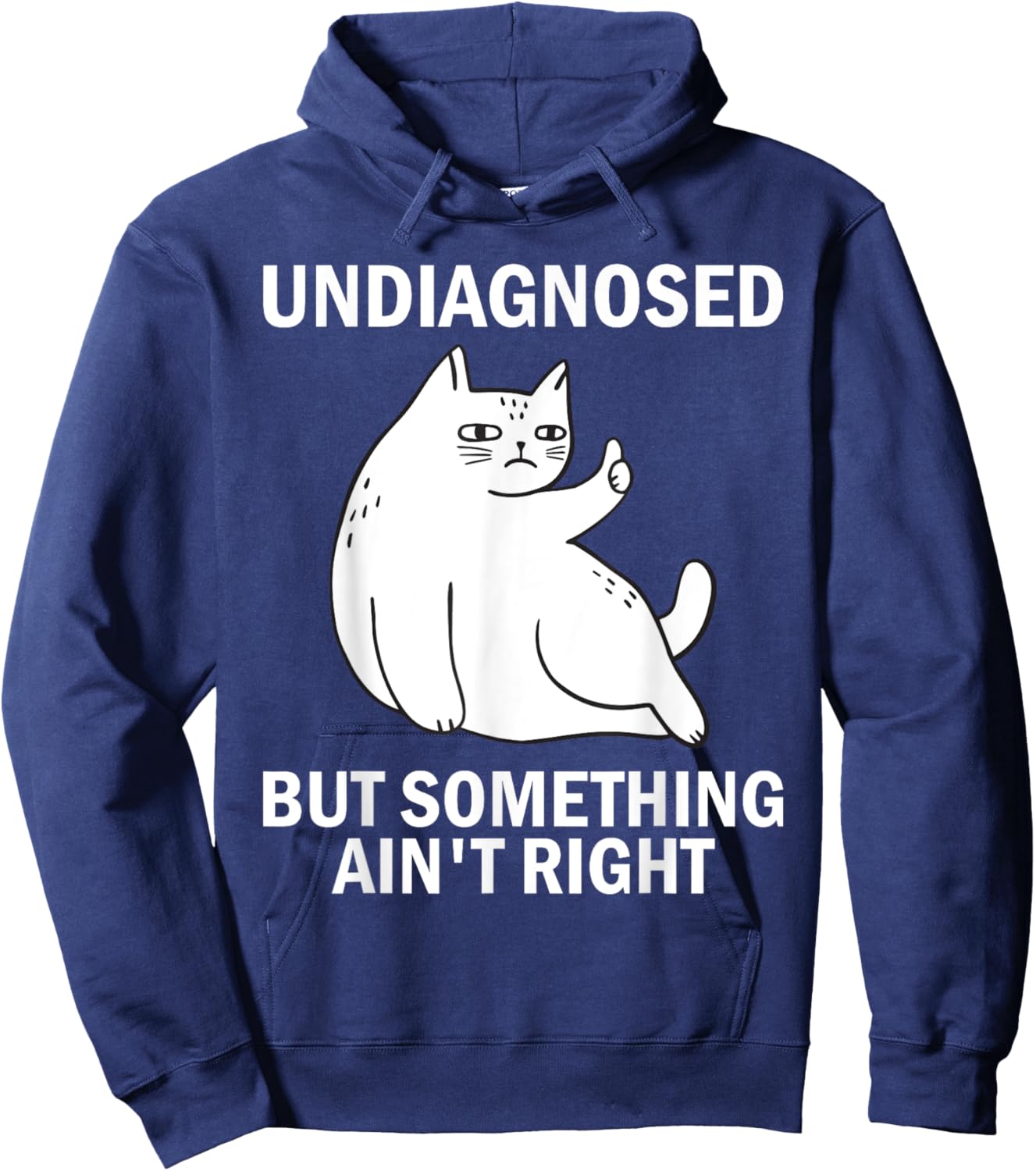 Undiagnosed But Something Ain't Right funny cat meme Hoodie - Hoodie | Navy