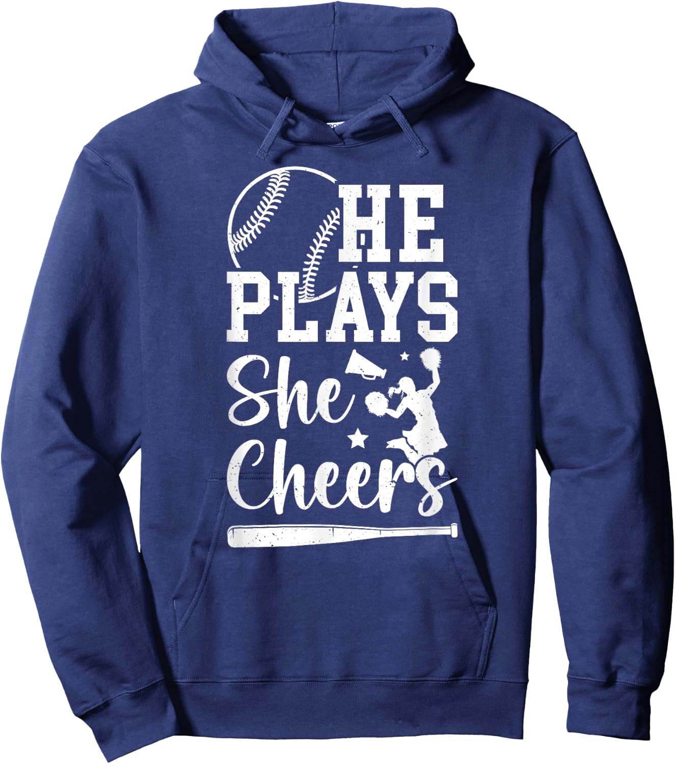 He Plays She Cheers Baseball And Cheer Mom Hoodie - Hoodie | Navy
