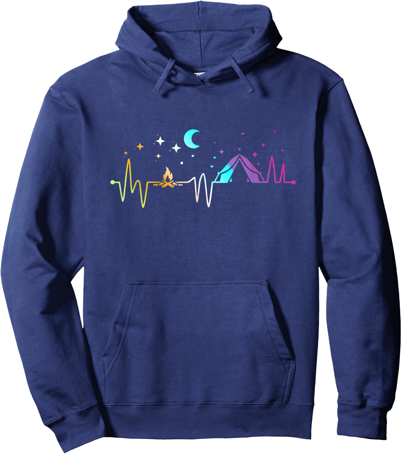 Retro Camping Heartbeat Nature Camper Hiking Hiker Outdoor Hoodie - Hoodie | Navy