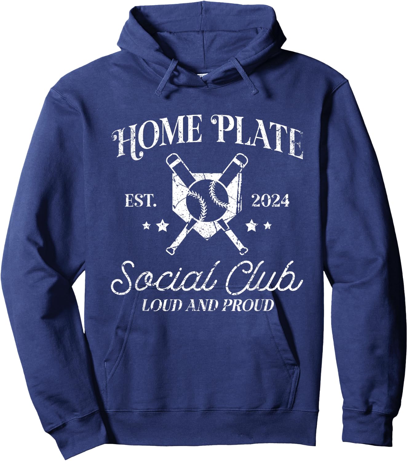 Vintage Baseball Home Plate Social Club Hoodie - Hoodie | Navy