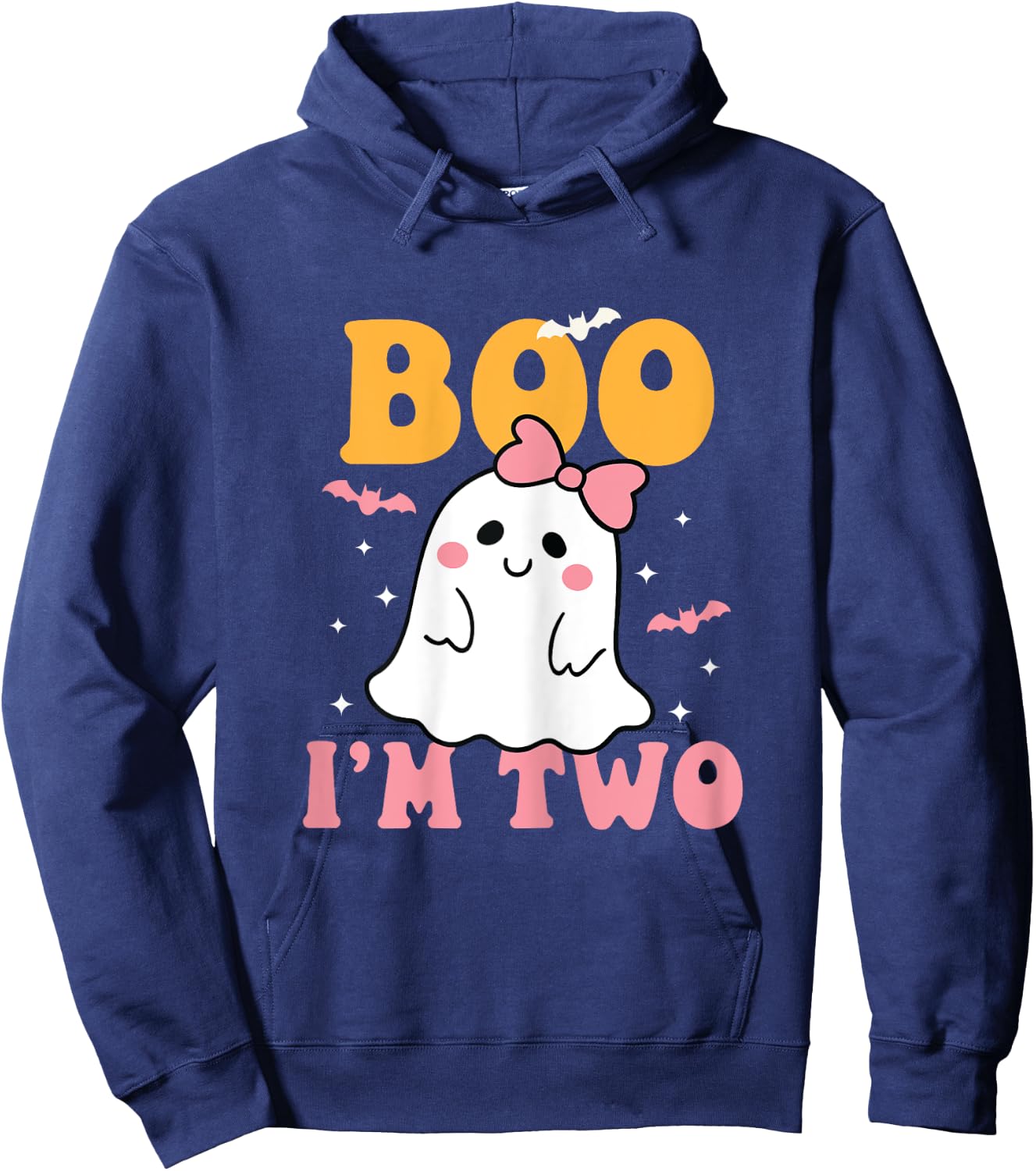 Boo I'm Two Cute Birthday Ghost Halloween 2 Years Old Girl Hoodie - Hoodie | Navy