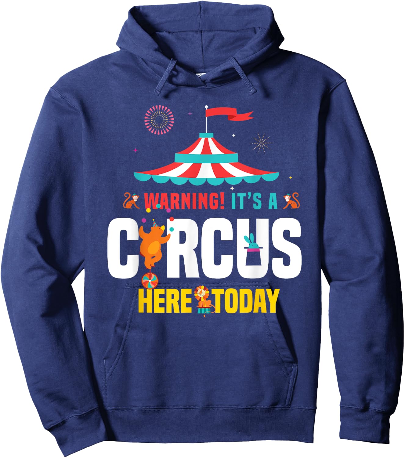 Zirkus Karnevals Geschenk Women's Circus Carnival Birthday Party - Black, Small, Short Sleeve, Classic Fit, Cotton, Polyester Hoodie - Hoodie | Navy
