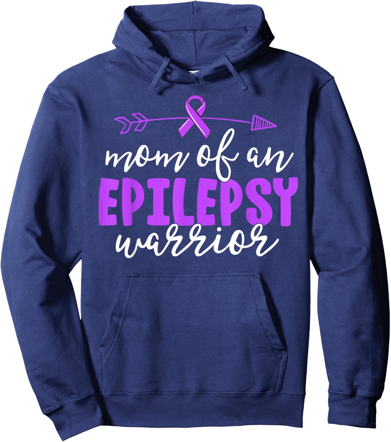 Epilepsy Mom Shirt Purple Ribbon Awareness Shirt Mother Hoodie - Hoodie | Navy