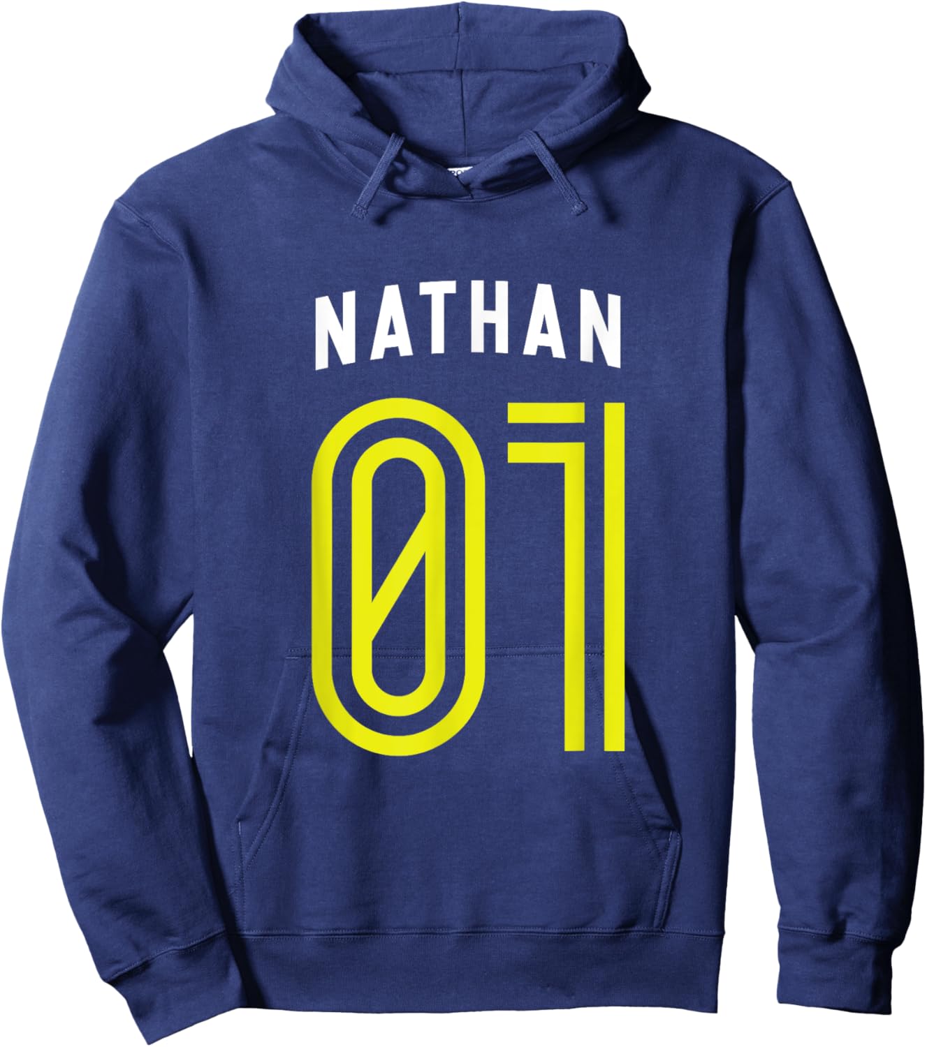 NATHAN 01 - Number One Team Sports Fan Varsity Style Hoodie - Hoodie | Navy