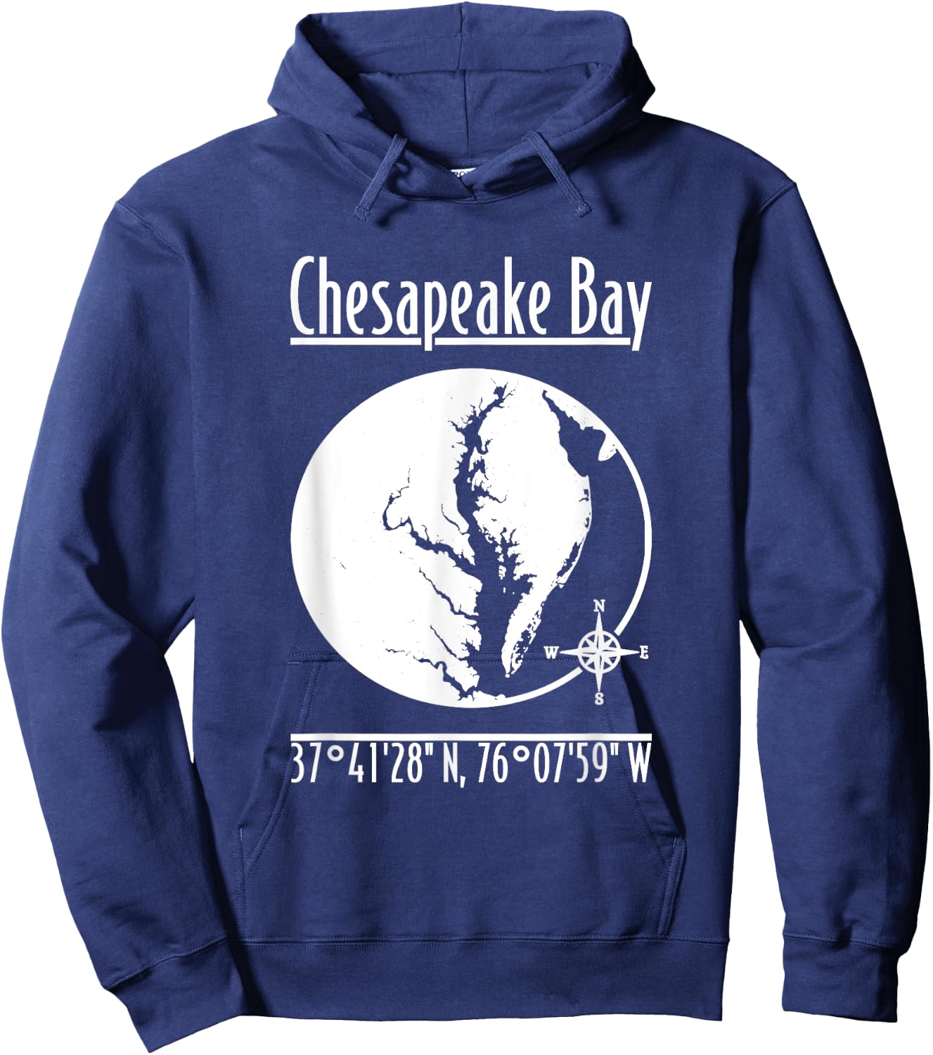 Designed by GeoGearCo Modern Chesapeake Bay Nature , Men's -Adults, Short Sleeve, Black, Small Hoodie - Hoodie | Navy