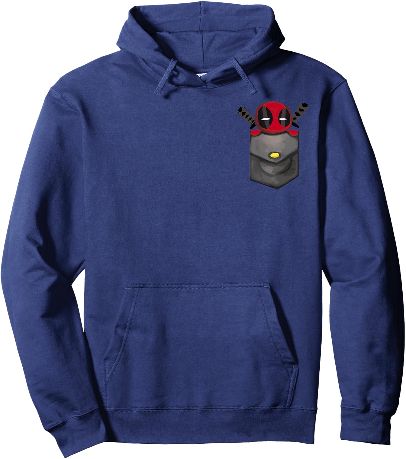 Marvel Deadpool Cute Comic Cartoon Faux Pocket Small Hoodie - Hoodie | Navy