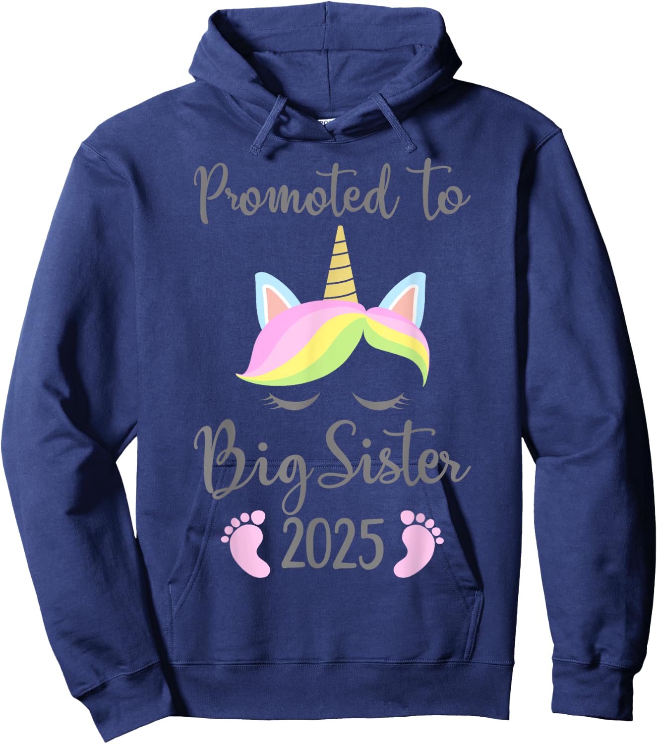 Promoted to big sister 2025 with unicorn for new baby shower Hoodie - Hoodie | Navy