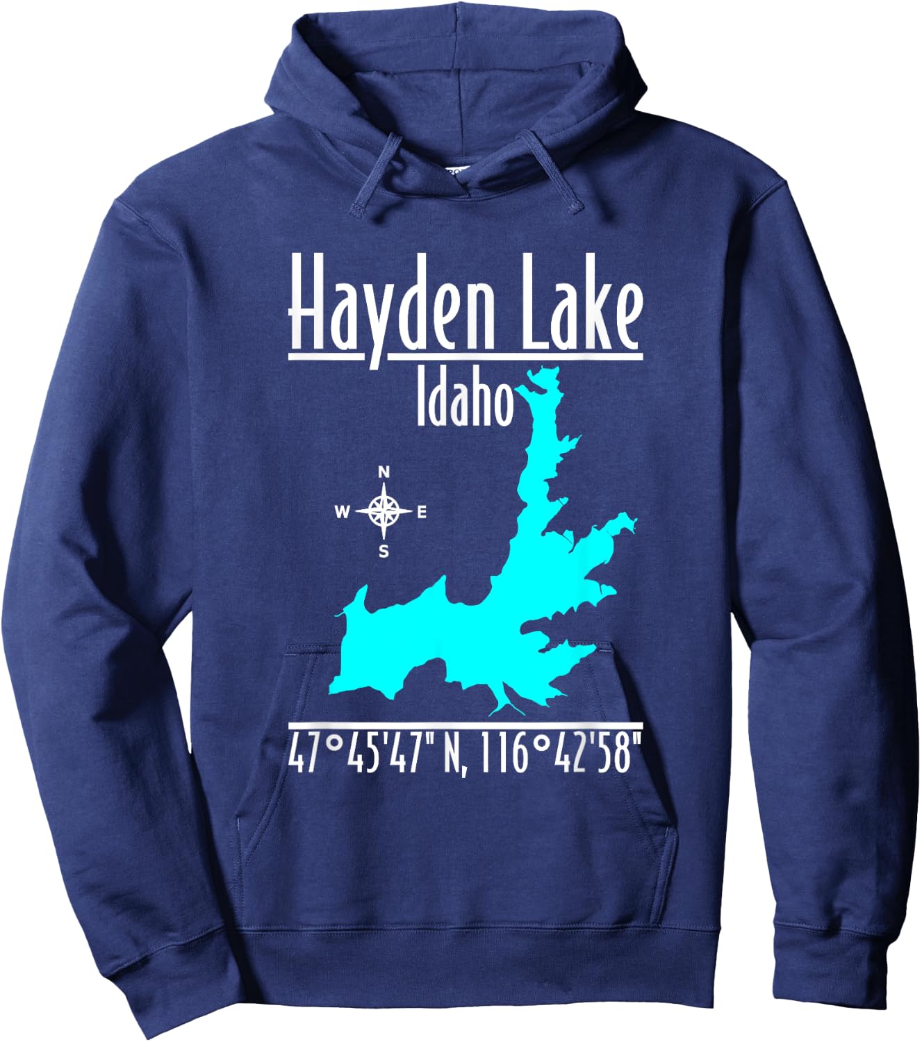 Modern Hayden Lake - Idaho Hoodie - Hoodie | Navy