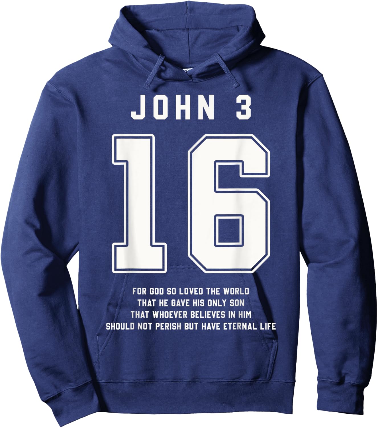 John 3:16 Bible Verse Team Sports Jersey Christian Hoodie - Hoodie | Navy
