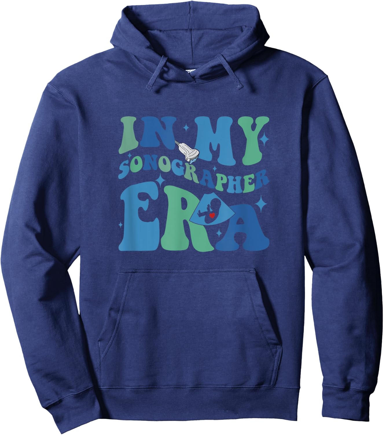 In My Sonographer Era Groovy Funny Ultrasound Technologist Hoodie - Hoodie | Navy