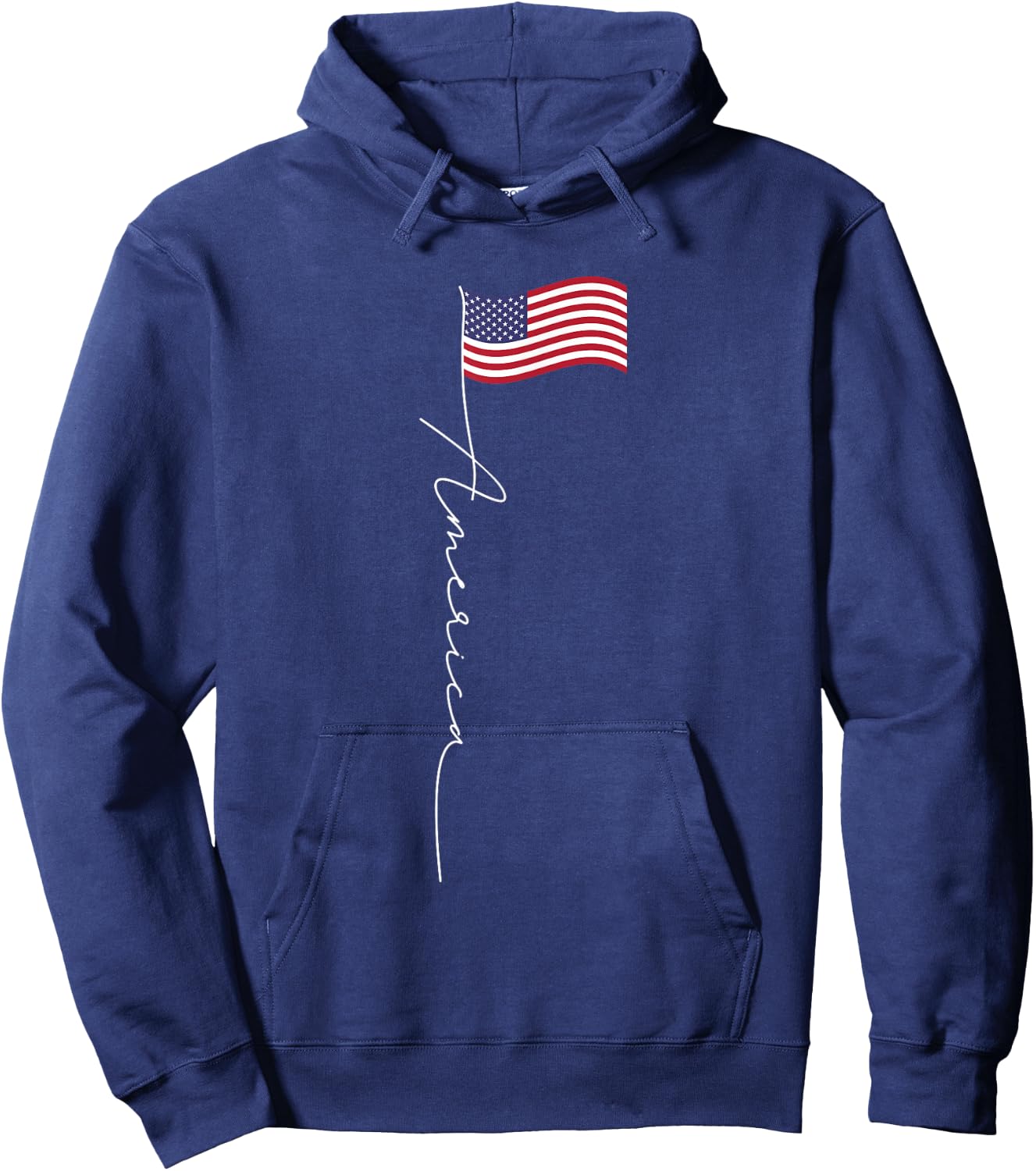 America Signature Flag Pole - Patriotic American Flag Hoodie - Hoodie | Navy