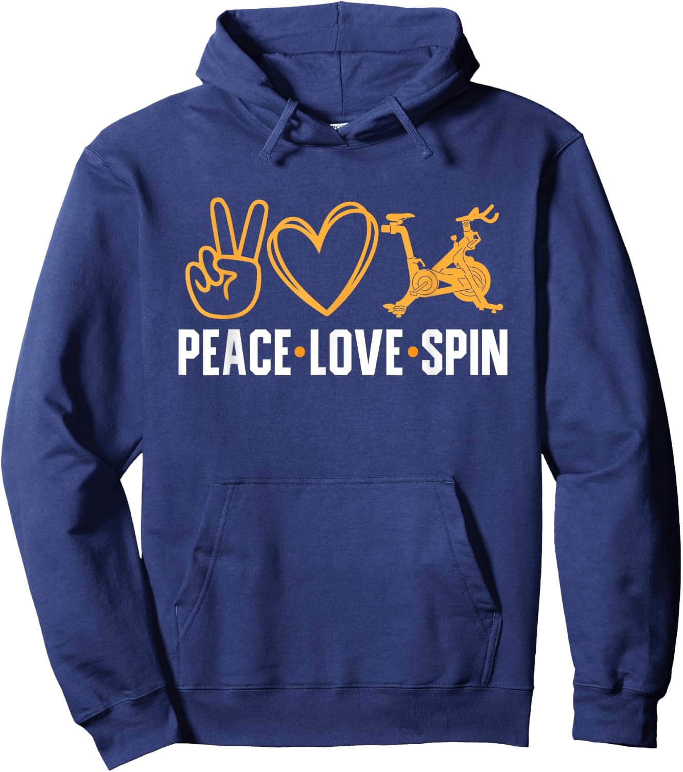 Indoor Cycling Spinning Peace Love Spin Class Workout Hoodie - Hoodie | Navy