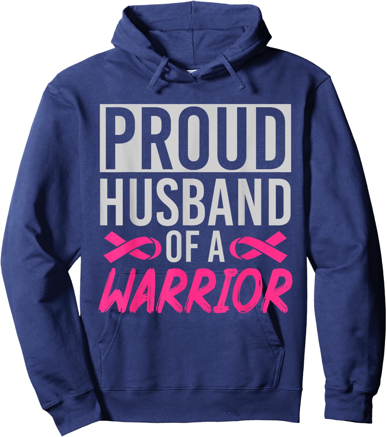 Supporter Husband Pink Ribbon Breast Cancer Awareness Hoodie - Hoodie | Navy