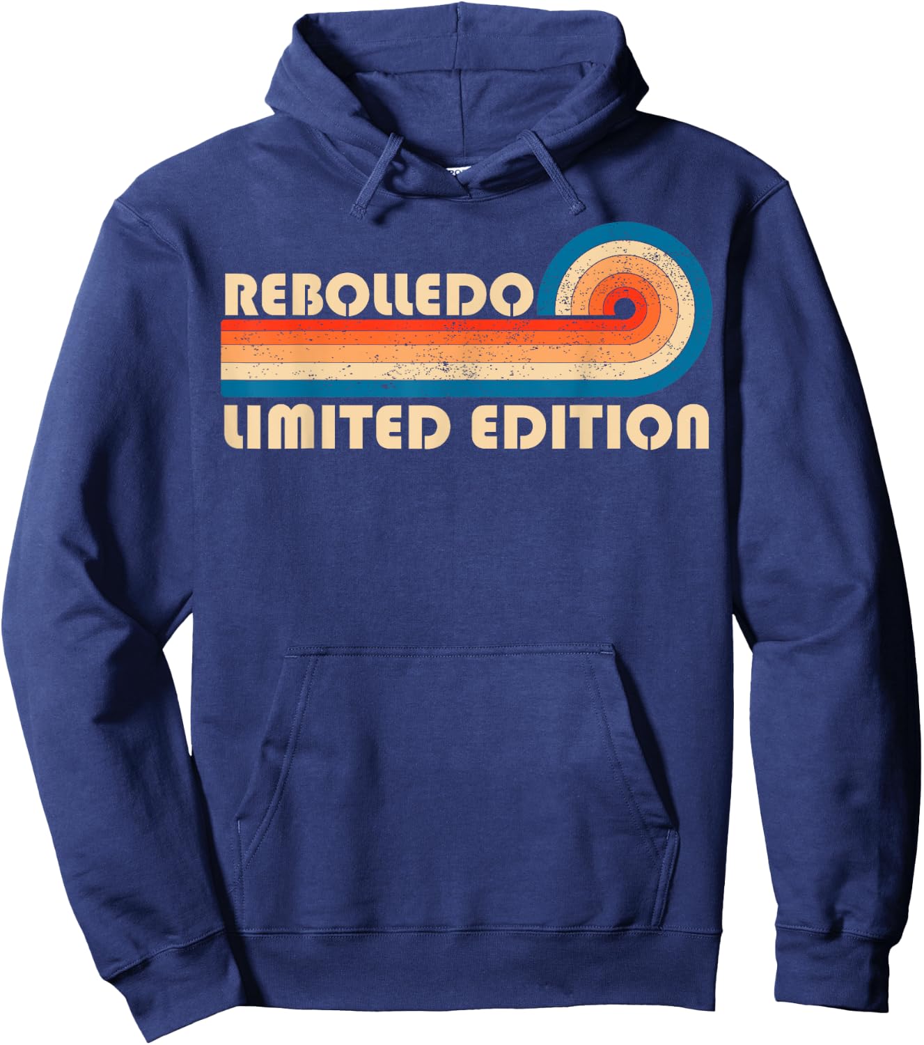 REBOLLEDO Surname Retro Vintage 80s 90s Birthday Reunion Hoodie - Hoodie | Navy