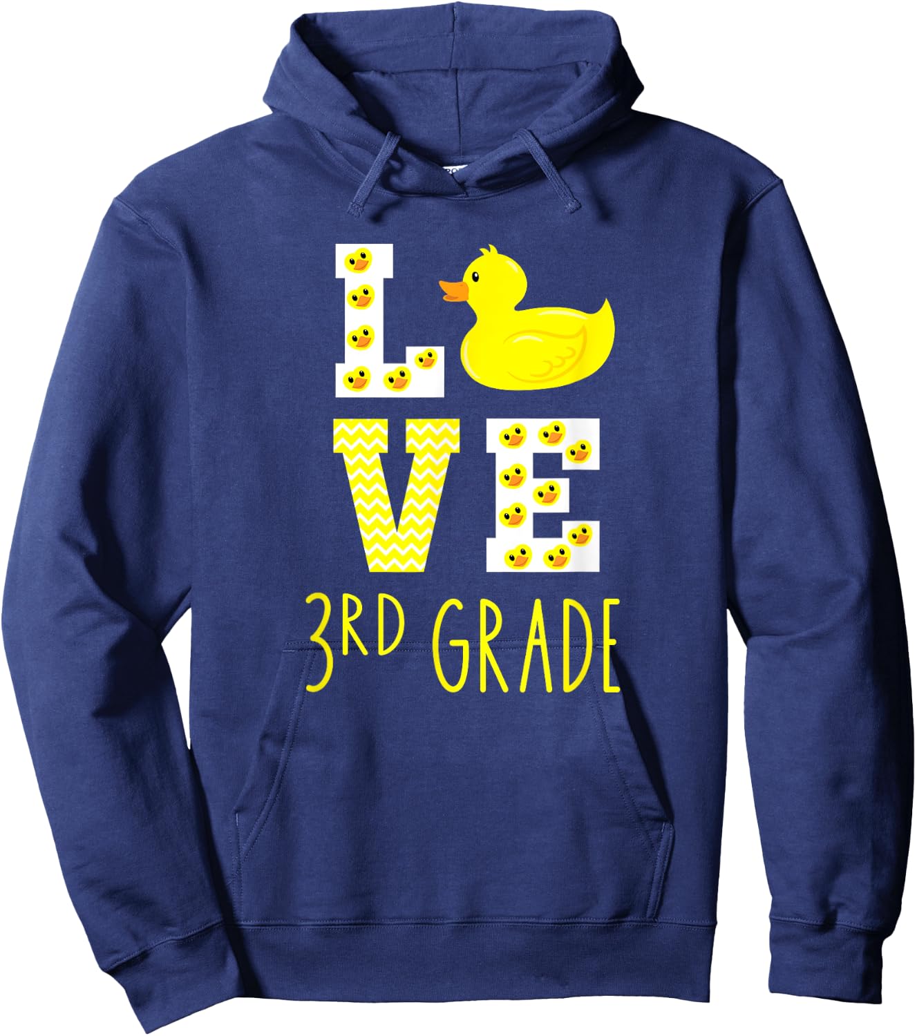 Love 3rd Grade Back To School Yellow Duck 3rd Grade Teacher Women Kids Hoodie - Hoodie | Navy
