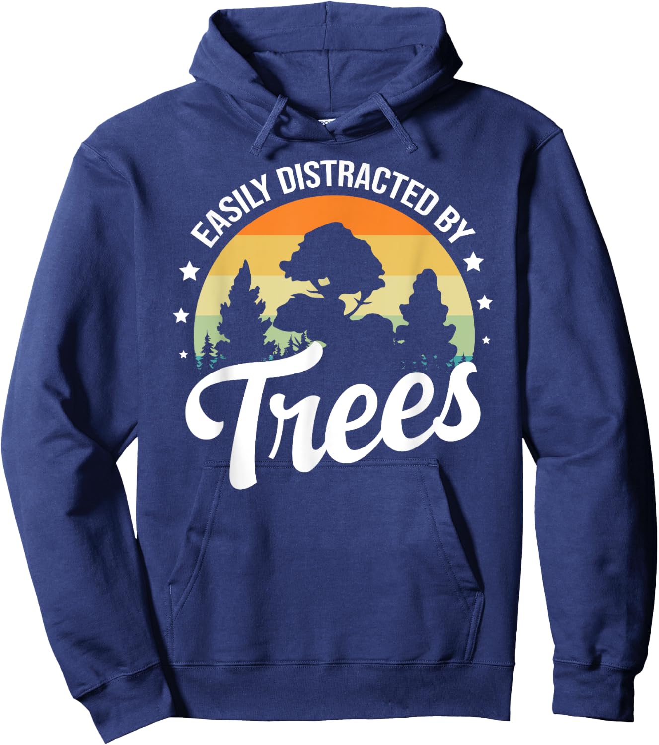 Easily Distracted By Trees women & Kids Retro Vintage Arborist Tree Lover Black Small Hoodie - Hoodie | Navy