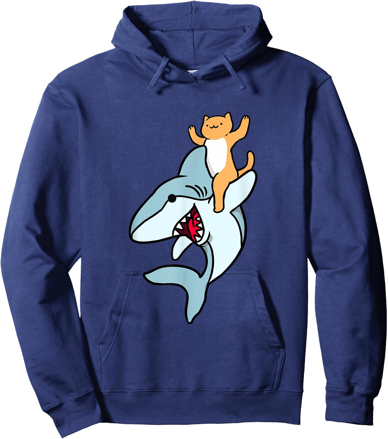 Cat Riding Shark Men Women Kids Hoodie - Hoodie | Navy