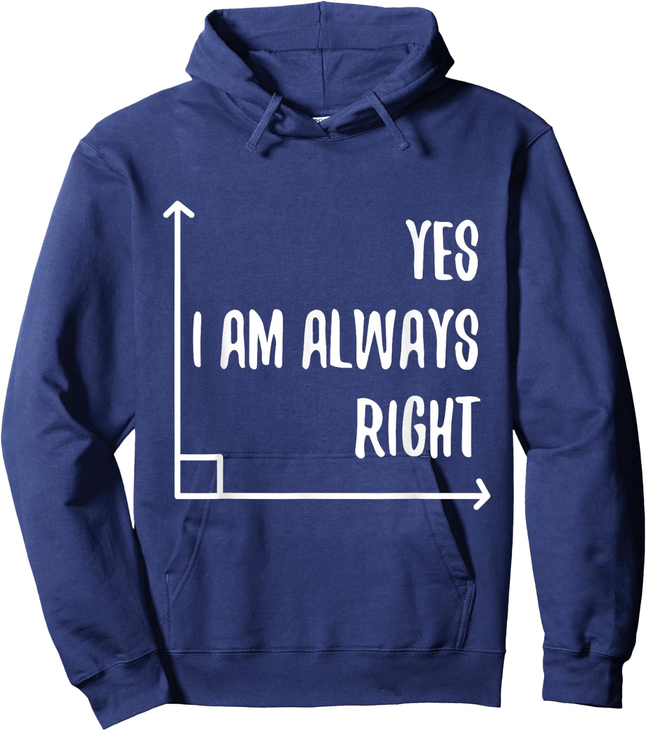 Math Pun YES I'M ALWAYS RIGHT, Angle Geometry Enthusiasts Hoodie - Hoodie | Navy