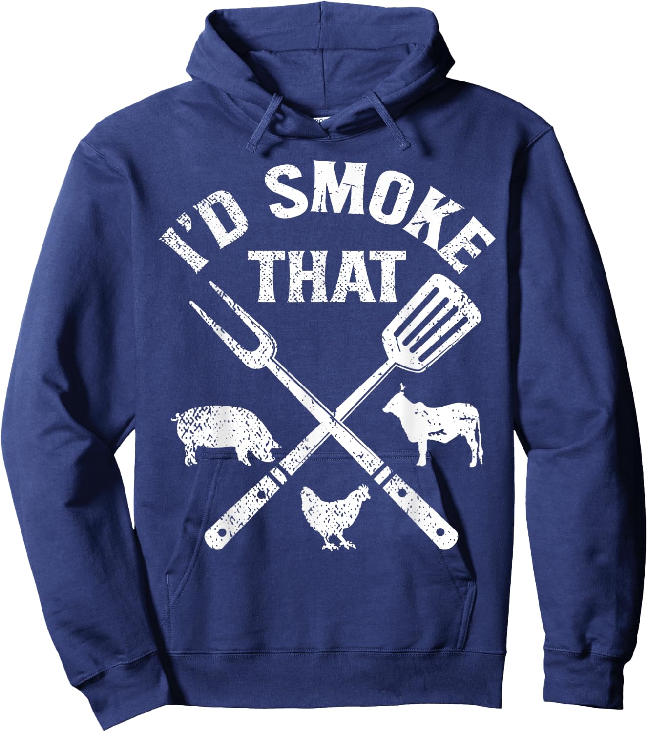 Id smoke that pig chicken cow bbq Top Hoodie - Hoodie | Navy