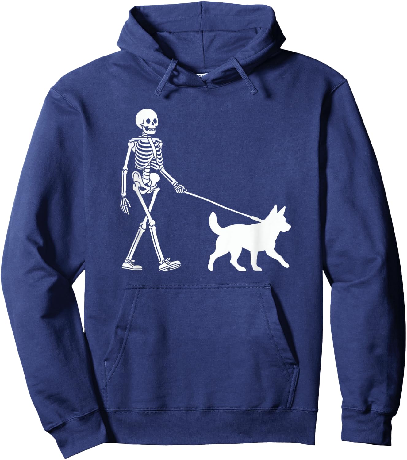 Skeleton Walking a Dog Blue Heeler Halloween Outfit Men Women Kids Hoodie - Hoodie | Navy