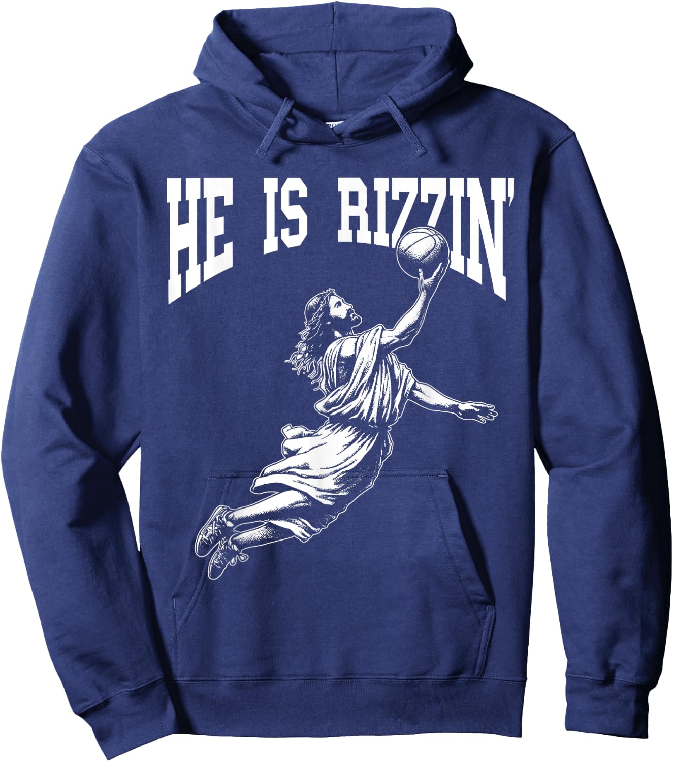 Easter Basketball He Is Rizzin' Jesus Basketball Hoodie - Hoodie | Navy