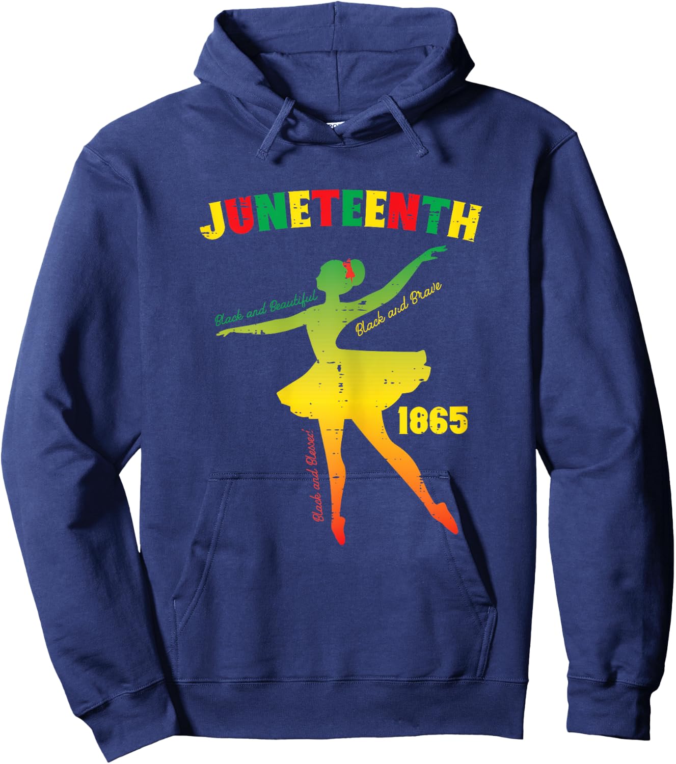 Juneteenth Ballerina Black Beautiful Ballet Girls Kids Women Hoodie - Hoodie | Navy