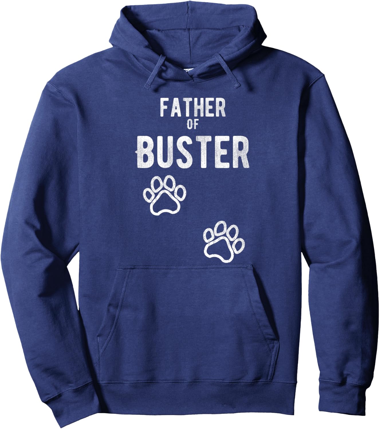 Father of Buster - Dog Puppy Personalized Name Graphic Men Hoodie - Hoodie | Navy