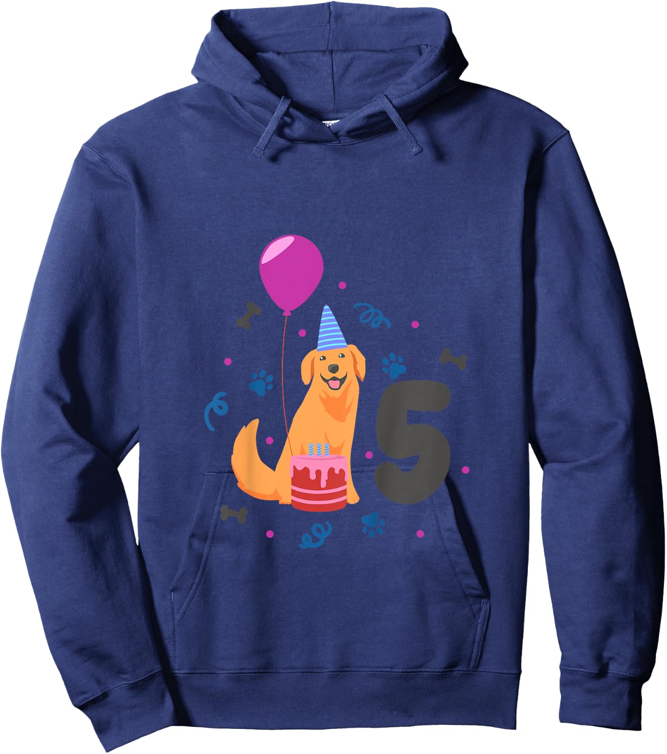Kids I am 5 with golden retriever - kids birthday 5 years old Hoodie - Hoodie | Navy