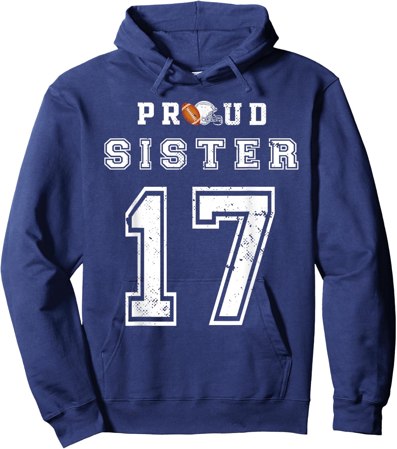 Custom Proud Football Sister Number 17 Personalized Women Hoodie - Hoodie | Navy