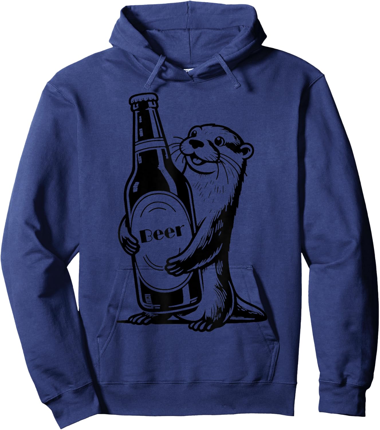 Funny Cute Otter Holding Beer Cool Animal Sea Otters Hoodie - Hoodie | Navy