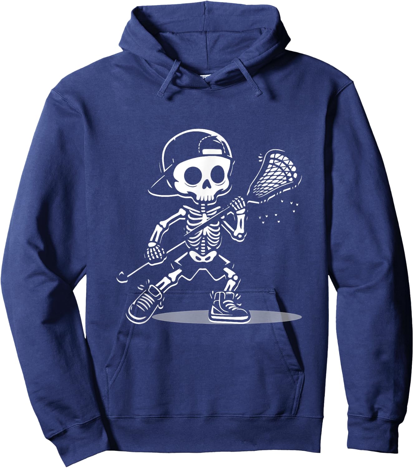 Kid Halloween Skeleton Playing Lacrosse Sport Player Costume Hoodie - Hoodie | Navy
