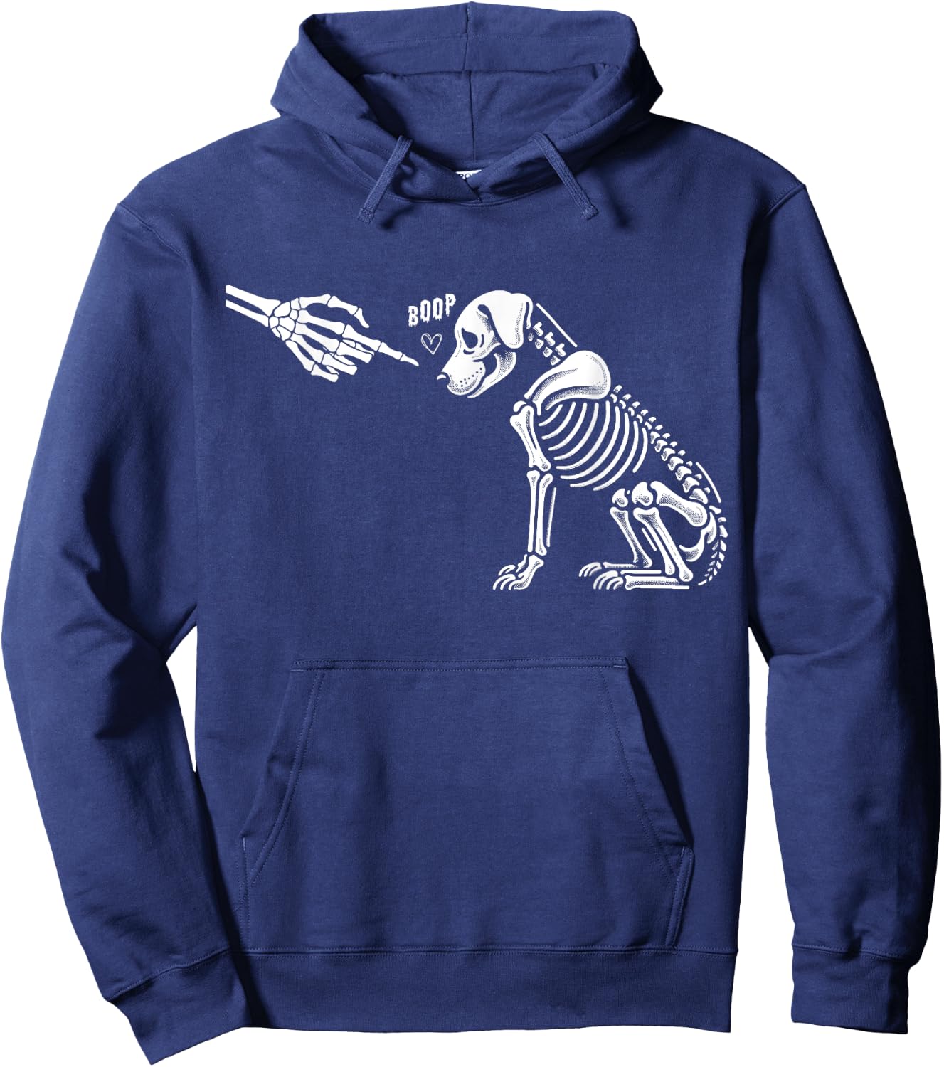 Halloween Spooky Boop Skeleton Hand Touches Dog Nose Men Women Hoodie - Hoodie | Navy