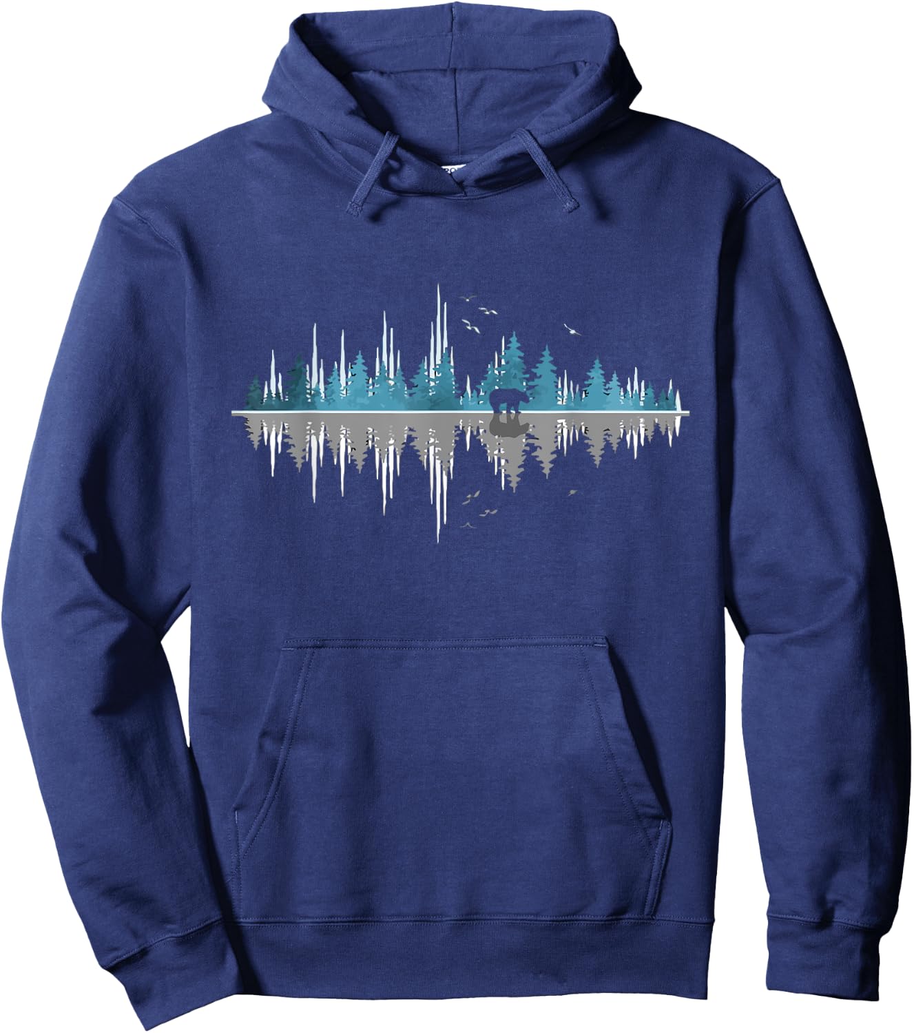 Trees Reflection Wildlife Nature Animal Bear Outdoor Forest Hoodie - Hoodie | Navy